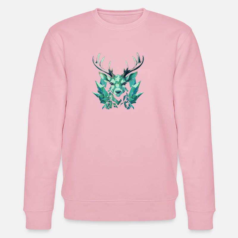Cerf de cristal géométrique - Sweat bio CHANGER Stanley/Stella Unisexe - rose pâle