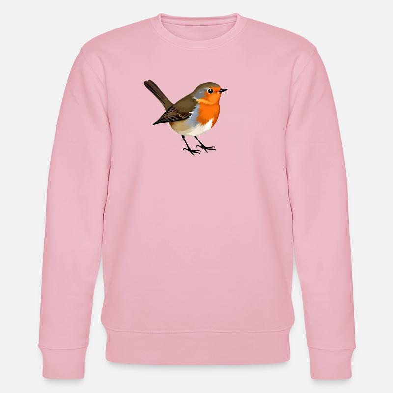 Rotkehlchen Vogel - Stanley/Stella Unisex Bio-Sweatshirt CHANGER  - Hellrosa