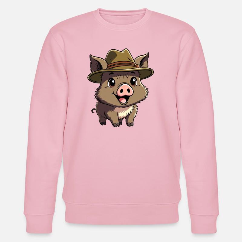 Wildschwein mit Hut - Stanley/Stella Unisex Bio-Sweatshirt CHANGER  - Hellrosa