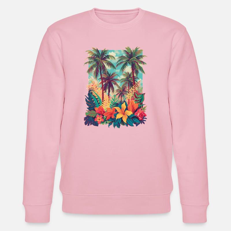 Plage des Fleurs Tropicales - Sweat bio CHANGER Stanley/Stella Unisexe - rose pâle