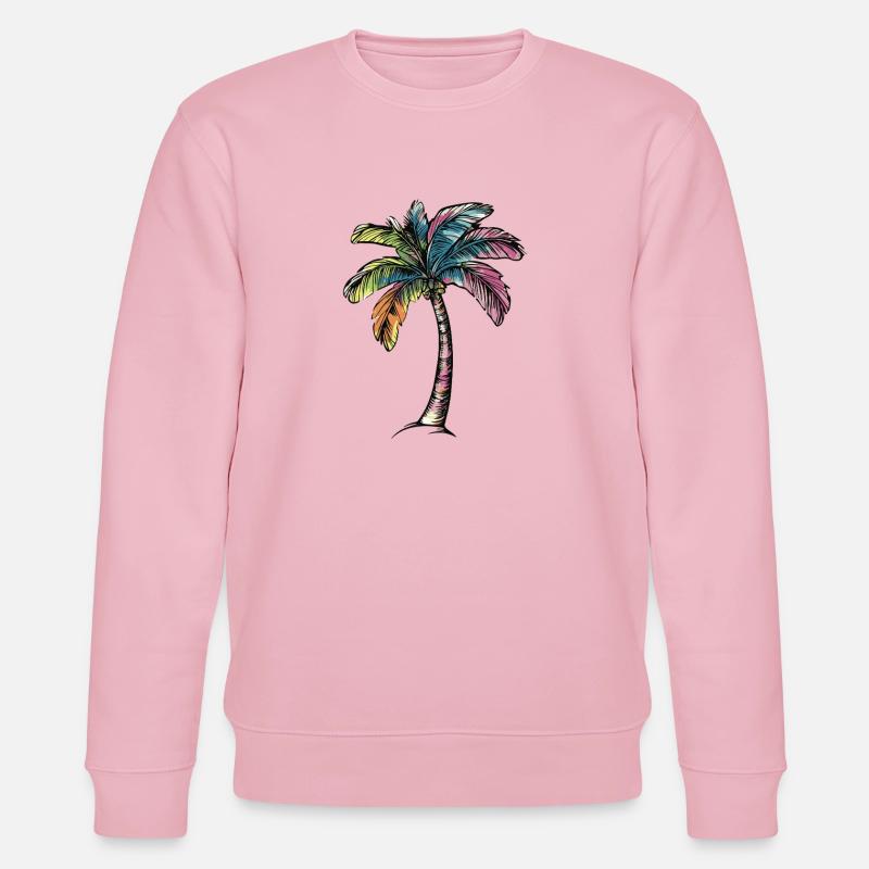 Plage de Palm Tree - Sweat bio CHANGER Stanley/Stella Unisexe - rose pâle