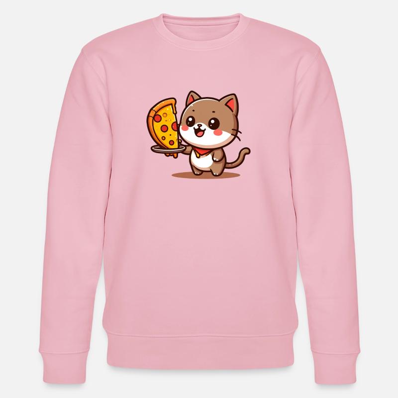 Kätzchen Pizza Freude - Stanley/Stella Unisex Bio-Sweatshirt CHANGER - Hellrosa