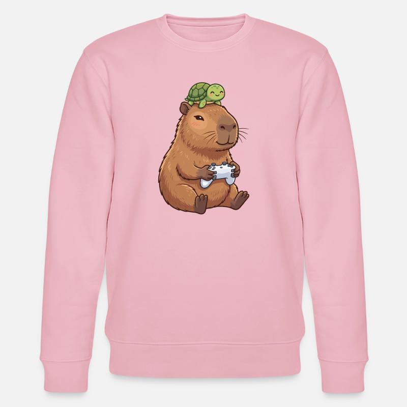 Capybara Game Buddy Duo - Stanley/Stella Unisex Bio-Sweatshirt CHANGER  - Hellrosa