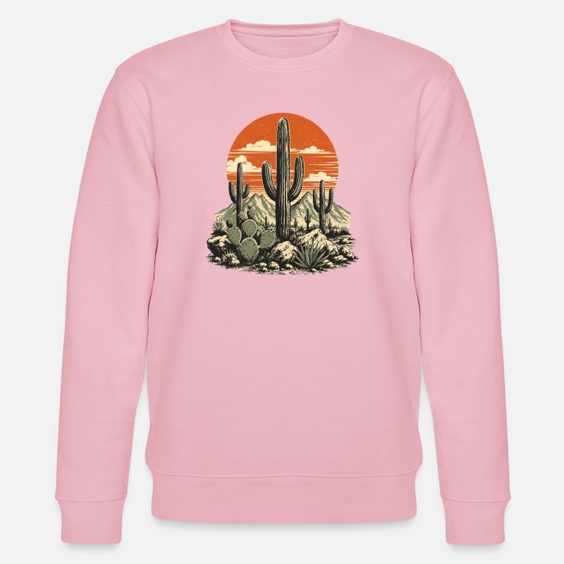 Desert Cactus Sunset - Stanley/Stella Unisex Bio-Sweatshirt CHANGER - Hellrosa