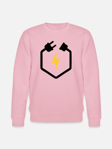 Electrician Plug Power Lightning Logo - Stanley/Stella CHANGER Unisex Organic Sweatshirt - cotton pink