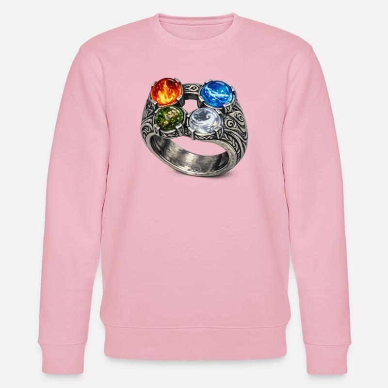 Four Elements Ring with Gemstones - Stanley/Stella CHANGER Unisex Organic Sweatshirt - cotton pink