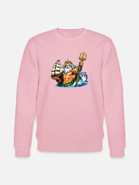 Neptune with sailing ship - Stanley/Stella CHANGER Unisex Organic Sweatshirt - cotton pink