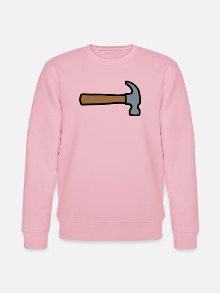 Carpenter's Hammer Tool Icon - Stanley/Stella CHANGER Unisex Organic Sweatshirt - cotton pink