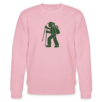 Bergwanderer mit Stöcken - Stanley/Stella Unisex Bio-Sweatshirt CHANGER  - Hellrosa - Vorne - Jaron (178cm) & Liana (172cm)