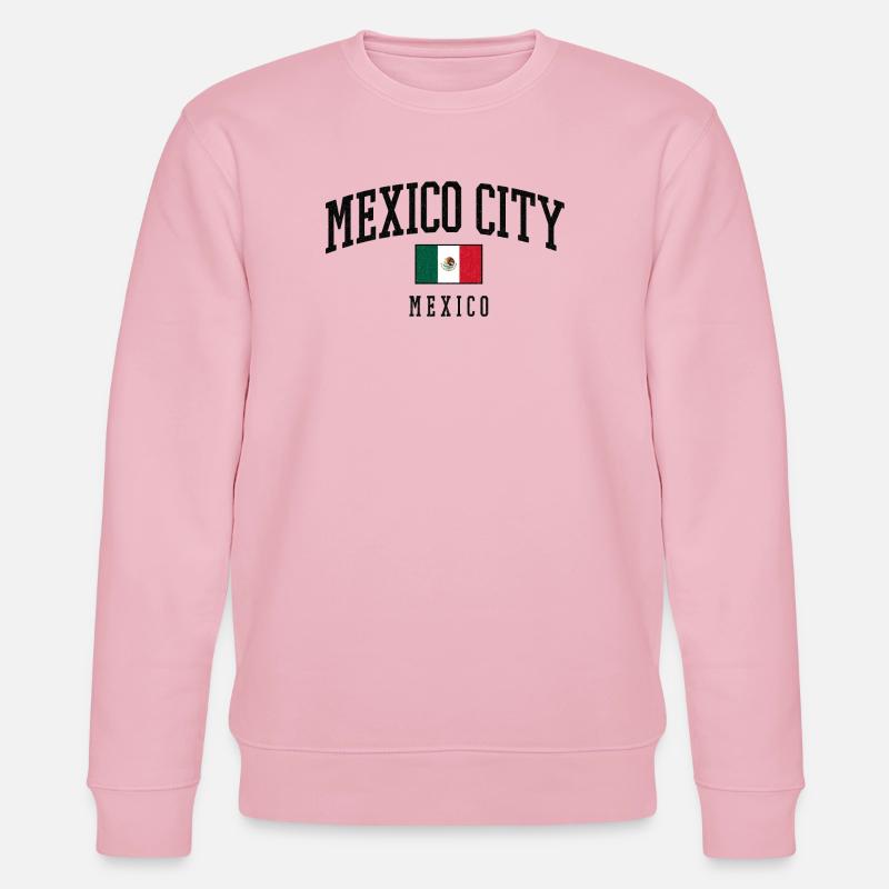 Lettrage de Mexico avec drapeau - Sweat bio CHANGER Stanley/Stella Unisexe - rose pâle