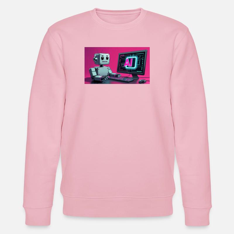 Futuristischer KI-Roboter und Tech-Bildschirm - Stanley/Stella Unisex Bio-Sweatshirt CHANGER  - Hellrosa