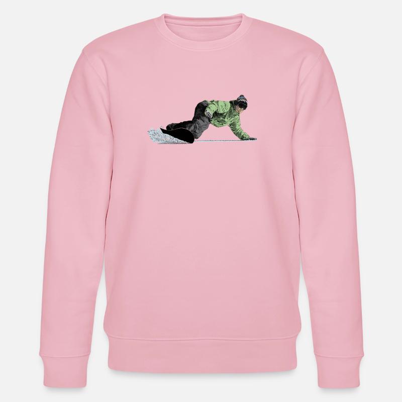 Freerider Snowboarder auf Abfahrt - Stanley/Stella Unisex Bio-Sweatshirt CHANGER  - Hellrosa