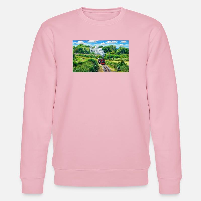 Eisenbahn mit einem Herzen aus Gold - Stanley/Stella Unisex Bio-Sweatshirt CHANGER  - Hellrosa