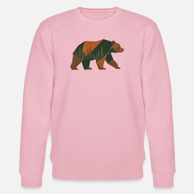 Ours de la forêt géométrique - Sweat bio CHANGER Stanley/Stella Unisexe - rose pâle