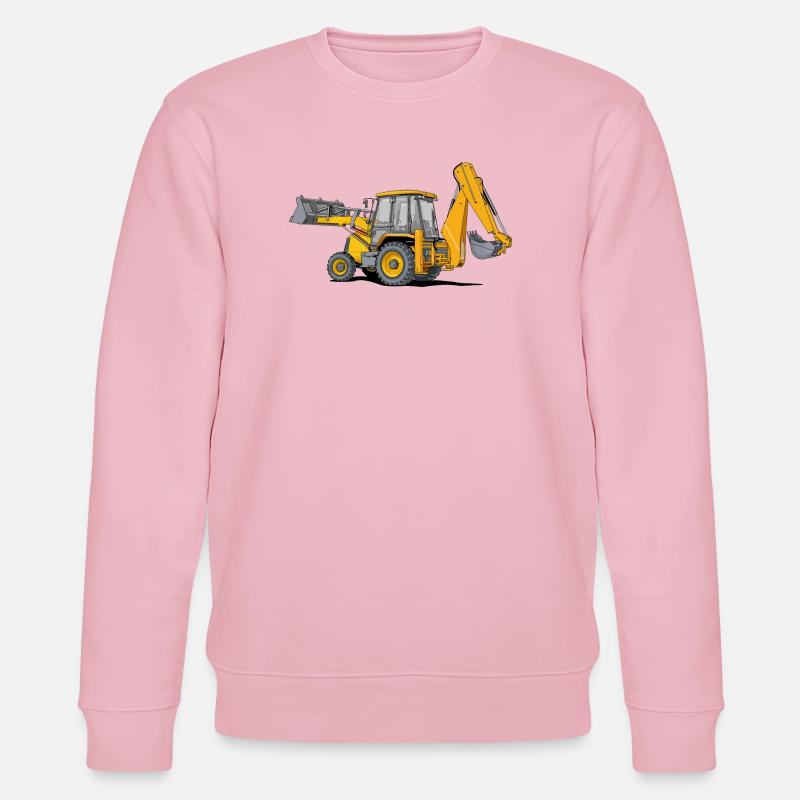 Backhoe Loader Tractor - Stanley/Stella CHANGER Unisex Organic Sweatshirt - cotton pink