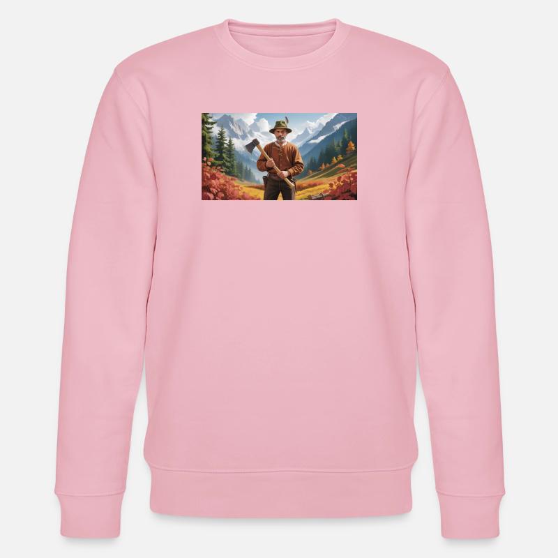 Holzfäller mit Axt in Herbstlandschaft - Stanley/Stella Unisex Bio-Sweatshirt CHANGER  - Hellrosa