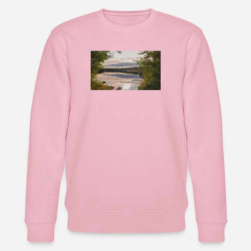 Spiegelung am Seeufer: Abendruhe - Stanley/Stella Unisex Bio-Sweatshirt CHANGER  - Hellrosa