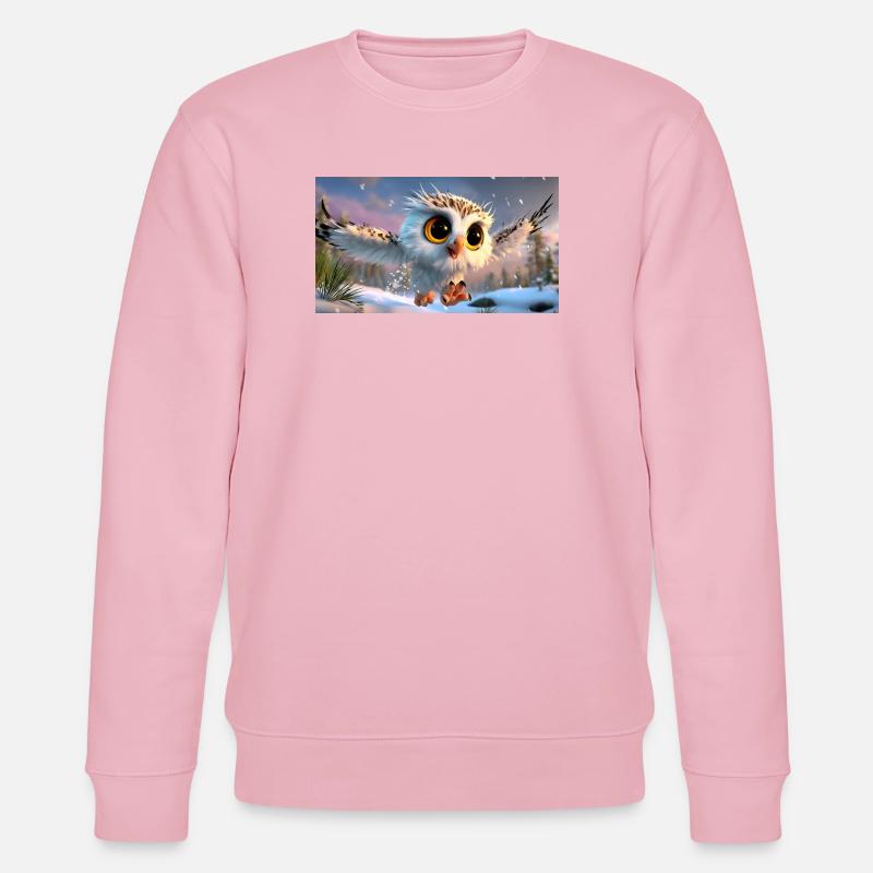 Flauschige Schnee-Eule mit Kulleraugen im Flug - Stanley/Stella Unisex Bio-Sweatshirt CHANGER  - Hellrosa