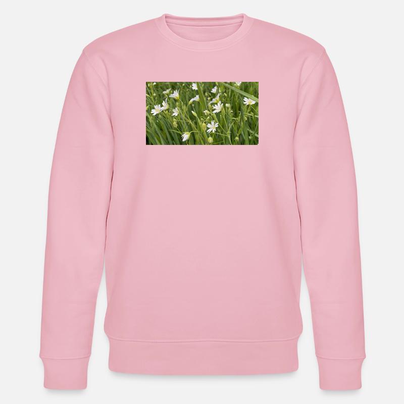 Fleurs blanches de prairie sauvage - Sweat bio CHANGER Stanley/Stella Unisexe - rose pâle