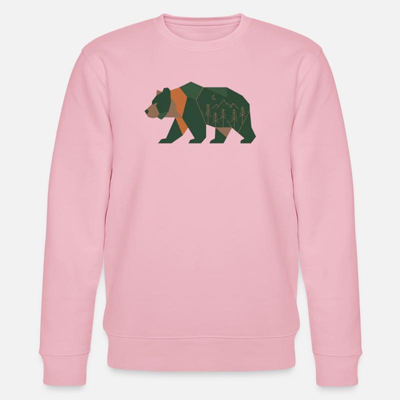 Geometrischer Waldbär Mondlicht - Stanley/Stella Unisex Bio-Sweatshirt CHANGER  - Hellrosa