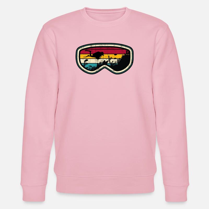 Retro Diver Sunset Silhouette - Stanley/Stella Unisex Bio-Sweatshirt CHANGER  - Hellrosa