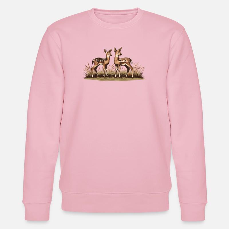Cerf sur prairie - Sweat bio CHANGER Stanley/Stella Unisexe - rose pâle