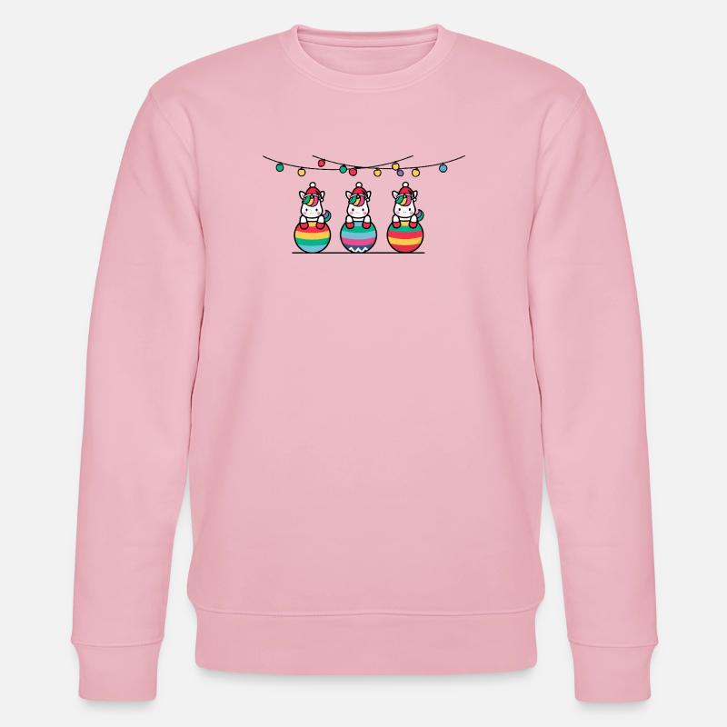 3 Einhörner Weihnachtskugeln Freunde - Stanley/Stella Unisex Bio-Sweatshirt CHANGER  - Hellrosa