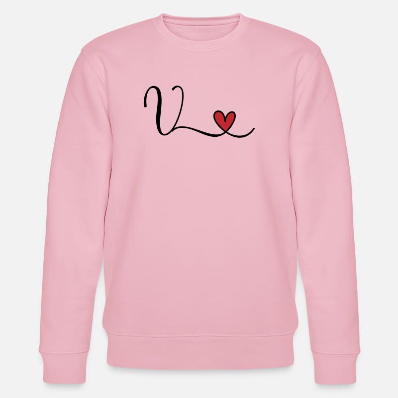 Lettre V Monogramme Cœur Initial - Sweat bio CHANGER Stanley/Stella Unisexe - rose pâle