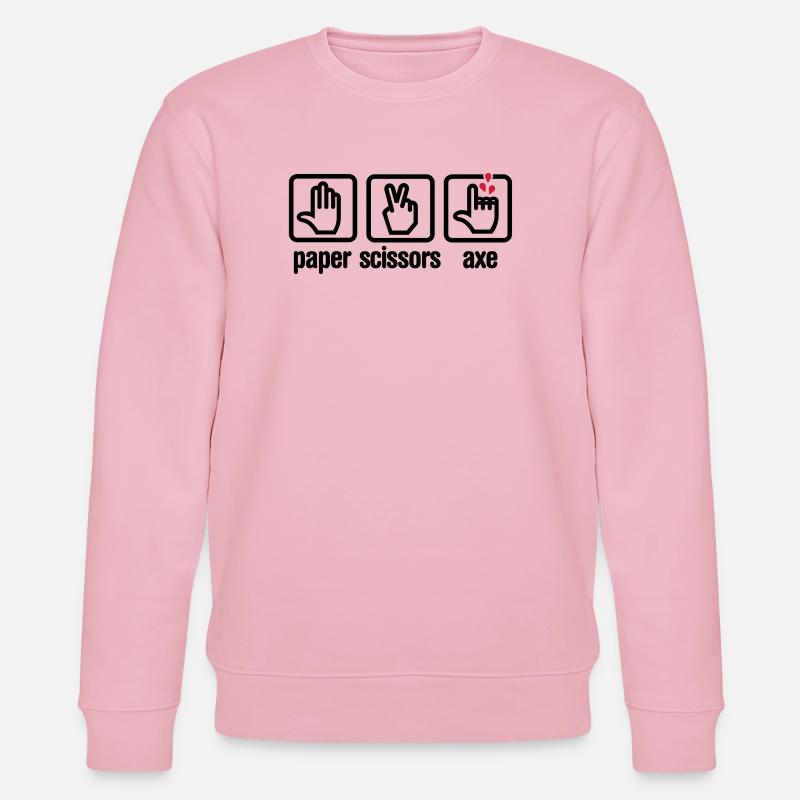 Papier - Ciseaux - hache - pierre - bûcheron - Sweat bio CHANGER Stanley/Stella Unisexe - rose pâle