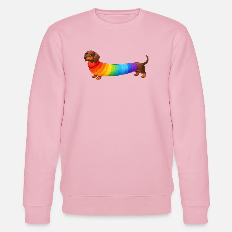 Dackel mit Regenbogen Pullover  - Stanley/Stella Unisex Bio-Sweatshirt CHANGER  - Hellrosa
