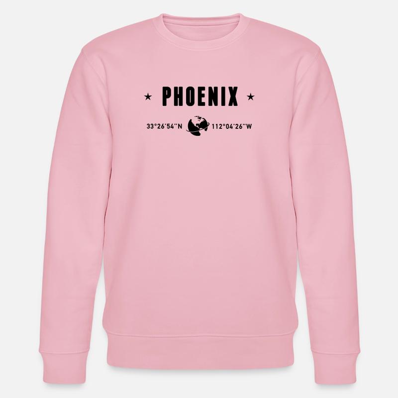 Phoenix, Arizona, coordonnées : planète Terre - Sweat bio CHANGER Stanley/Stella Unisexe - rose pâle