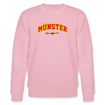 Münster City Schriftzug Banner - Stanley/Stella Unisex Bio-Sweatshirt CHANGER  - Hellrosa - Vorne - Jaron (178cm) & Liana (172cm)