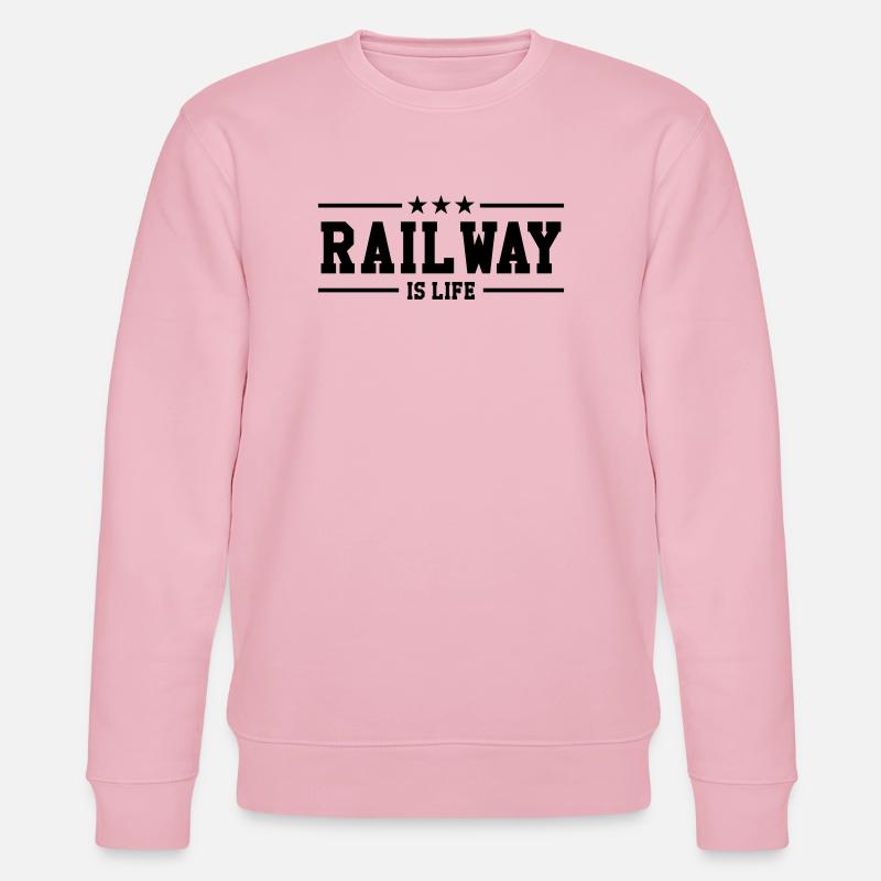 Railway Railwayman Cheminot Train Eisenbahn - Stanley/Stella CHANGER Unisex Organic Sweatshirt - cotton pink