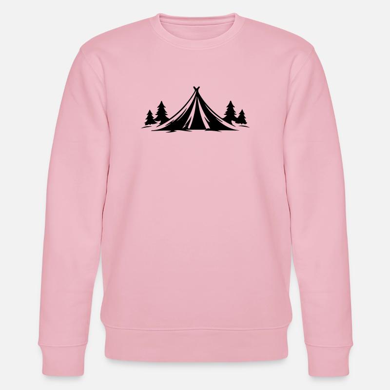 Camping Tent Nature Icon - Stanley/Stella CHANGER Unisex Organic Sweatshirt - cotton pink