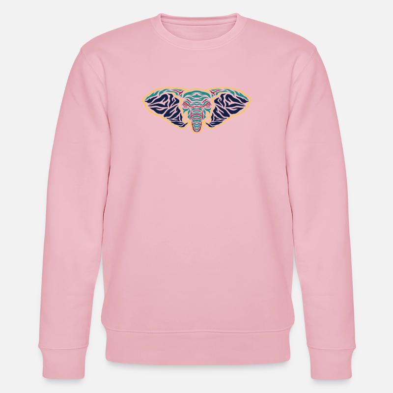 Psychedelic Elephant Head - Stanley/Stella CHANGER Unisex Organic Sweatshirt - cotton pink
