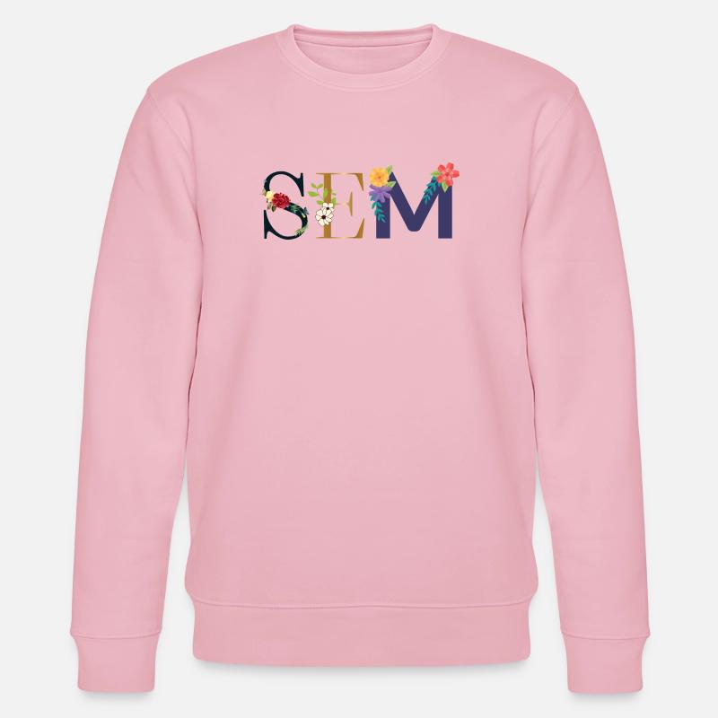 SEM name decorated with flowers - Stanley/Stella CHANGER Unisex Organic Sweatshirt - cotton pink