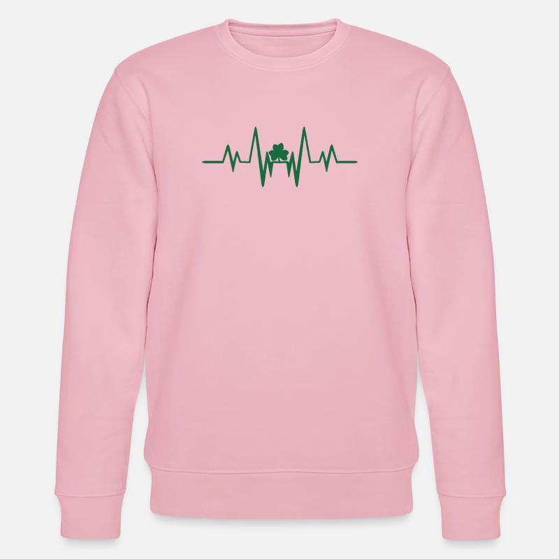 Battement de cœur avec trèfle - Sweat bio CHANGER Stanley/Stella Unisexe - rose pâle
