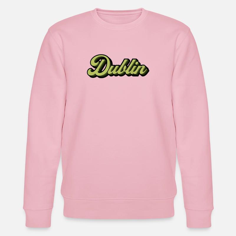 Dublin Retro Script in Lime - Stanley/Stella CHANGER Unisex Organic Sweatshirt - cotton pink