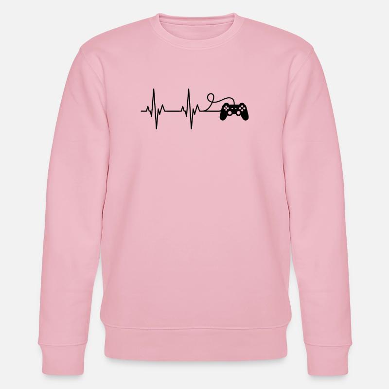 Herzschlag Gaming Controller - Stanley/Stella Unisex Bio-Sweatshirt CHANGER  - Hellrosa
