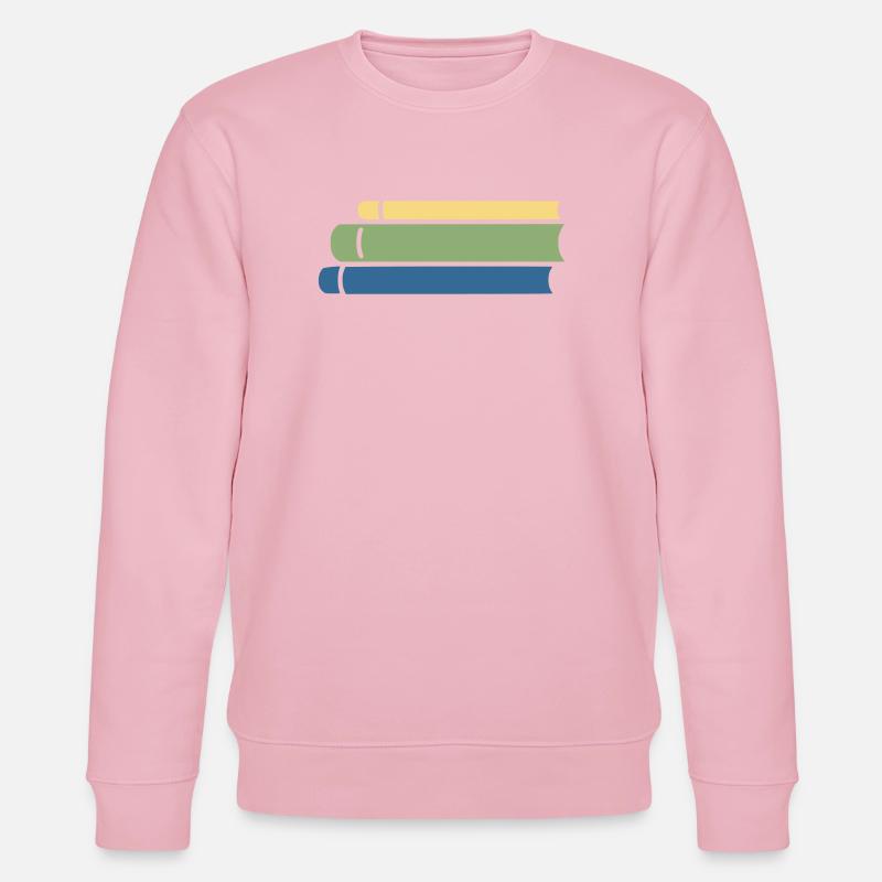 Bücherstapel Bunt Flat Design - Stanley/Stella Unisex Bio-Sweatshirt CHANGER  - Hellrosa