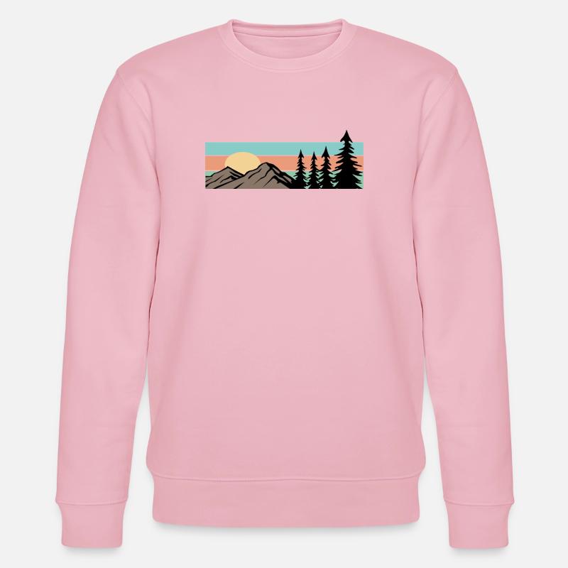 Camping Forest Mountain Rétro - Sweat bio CHANGER Stanley/Stella Unisexe - rose pâle