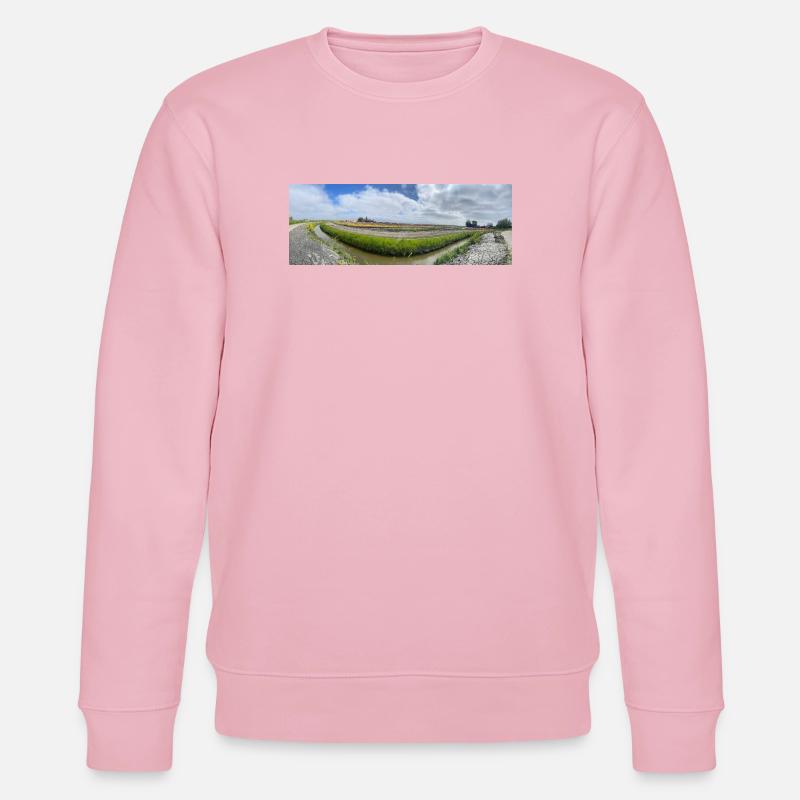 Panoramafeld mit Graben und Blumen - Stanley/Stella Unisex Bio-Sweatshirt CHANGER  - Hellrosa