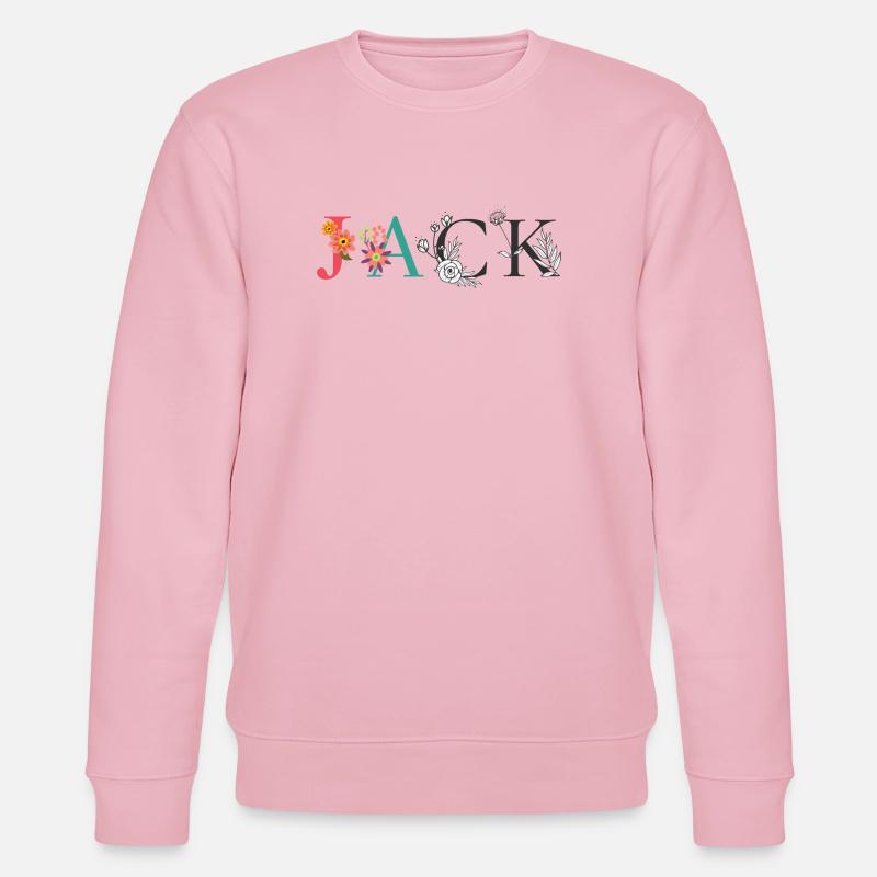 JACK Namenskunst mit gestickten Blumen - Stanley/Stella Unisex Bio-Sweatshirt CHANGER  - Hellrosa