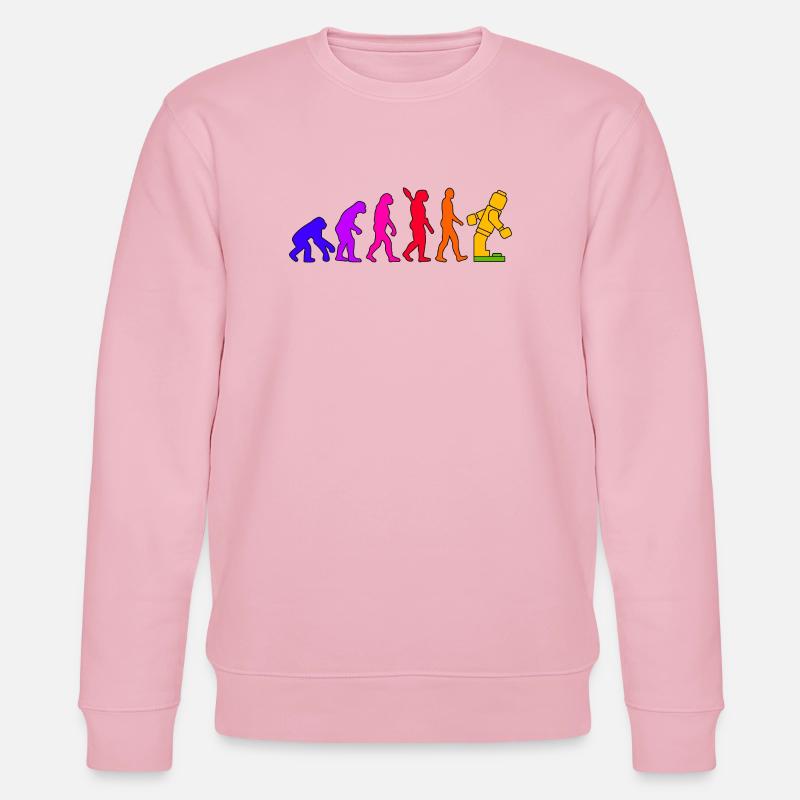 Klemmbaustein Evolution Menschheit Noppenbaustein - Stanley/Stella Unisex Bio-Sweatshirt CHANGER  - Hellrosa
