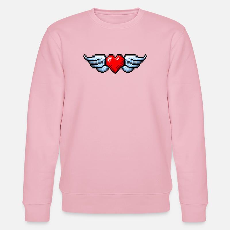 Retro Pixel Art Winged Heart - Stanley/Stella Unisex Bio-Sweatshirt CHANGER  - Hellrosa