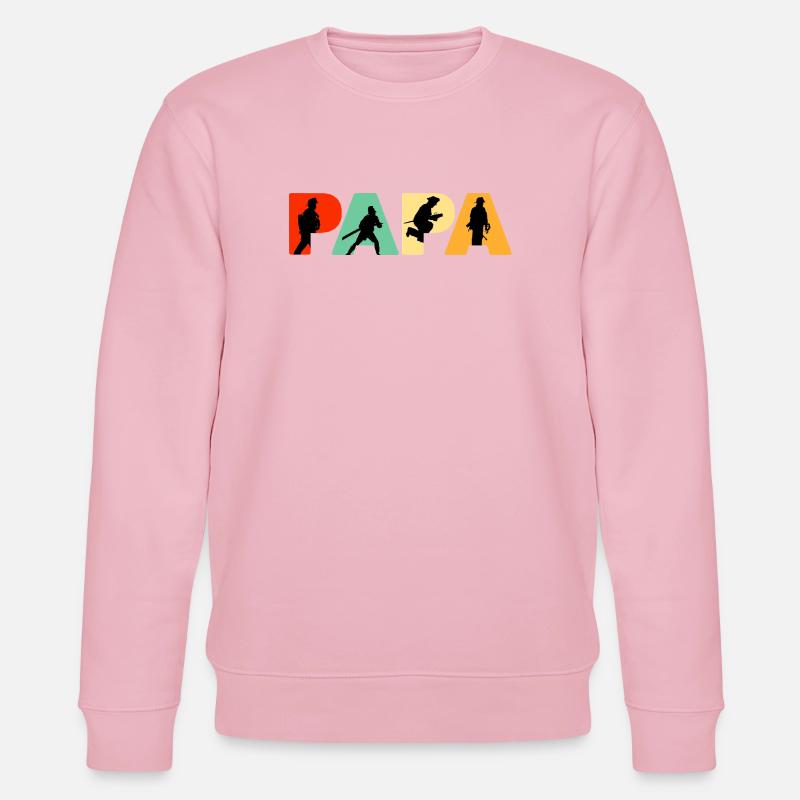 Papa Firefighter Retro Fireman Hero Dad - Stanley/Stella CHANGER Unisex Organic Sweatshirt - cotton pink