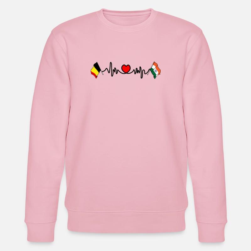 Cardio heart Drapeau Belgique, drapeau Inde - Sweat bio CHANGER Stanley/Stella Unisexe - rose pâle