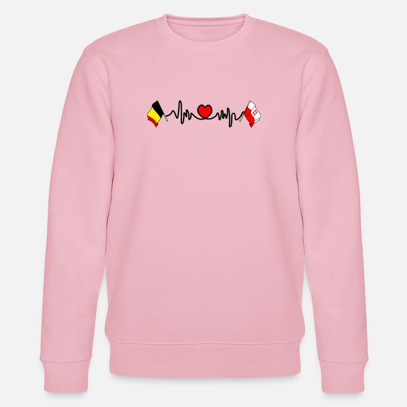 Cardio heart Drapeau Belgique, drapeau Pologne - Sweat bio CHANGER Stanley/Stella Unisexe - rose pâle