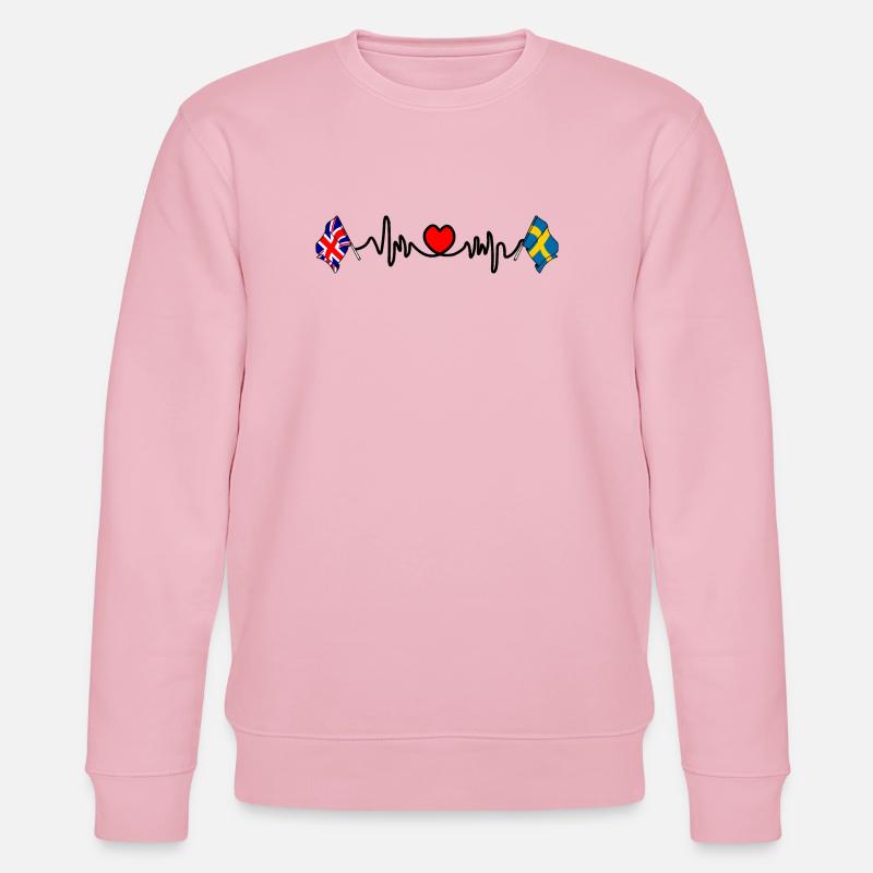 Cardio heart Drapeau Angleterre, drapeau Suède - Sweat bio CHANGER Stanley/Stella Unisexe - rose pâle