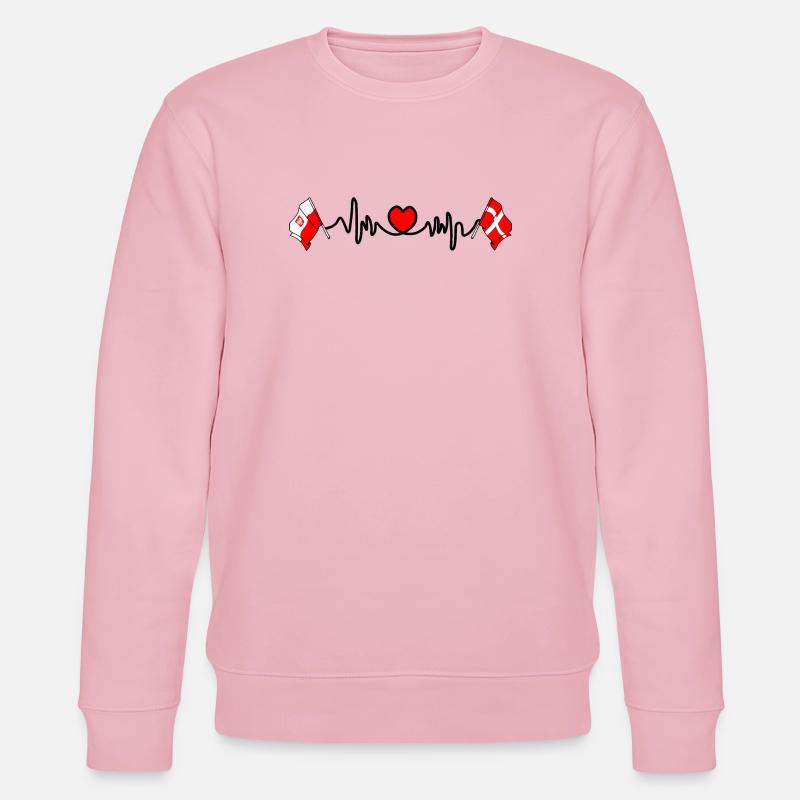 Cardio heart Drapeau Pologne, drapeau Danemark - Sweat bio CHANGER Stanley/Stella Unisexe - rose pâle